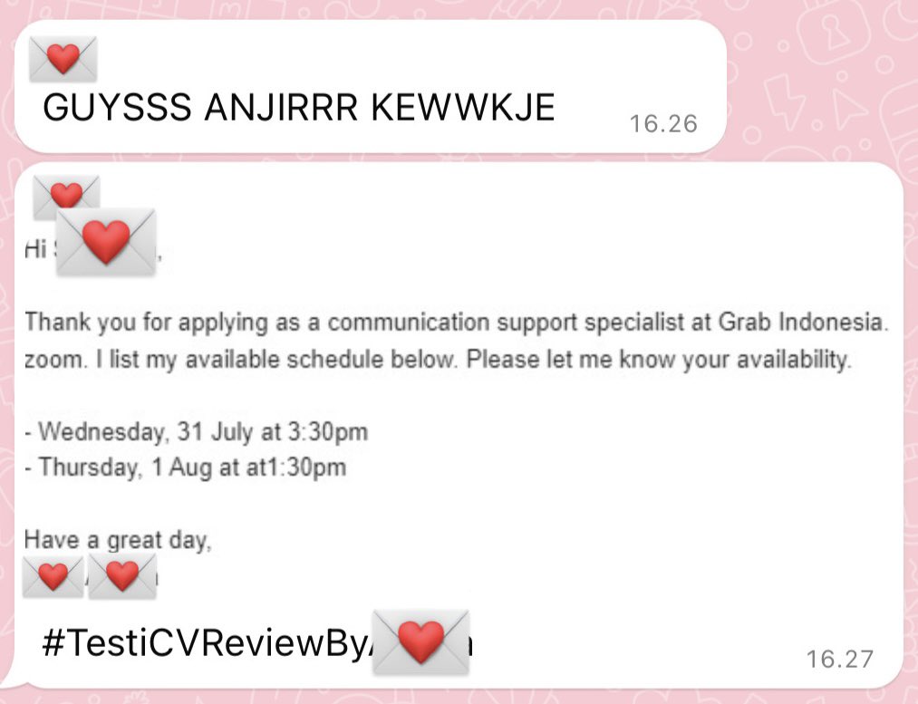mugffins's tweet photo. hiii semua 💌

aku open jasa review &amp; edit CV ATS, dijamin rentang nilai 95-100 di sistem ATS checker nya langsung. bisa request pakai summary atau tidak!

boleh langsung tanya2 lewat dm atau wa di bio yaa 🤗 #zonauang https://t.co/jD6Dvl56FG