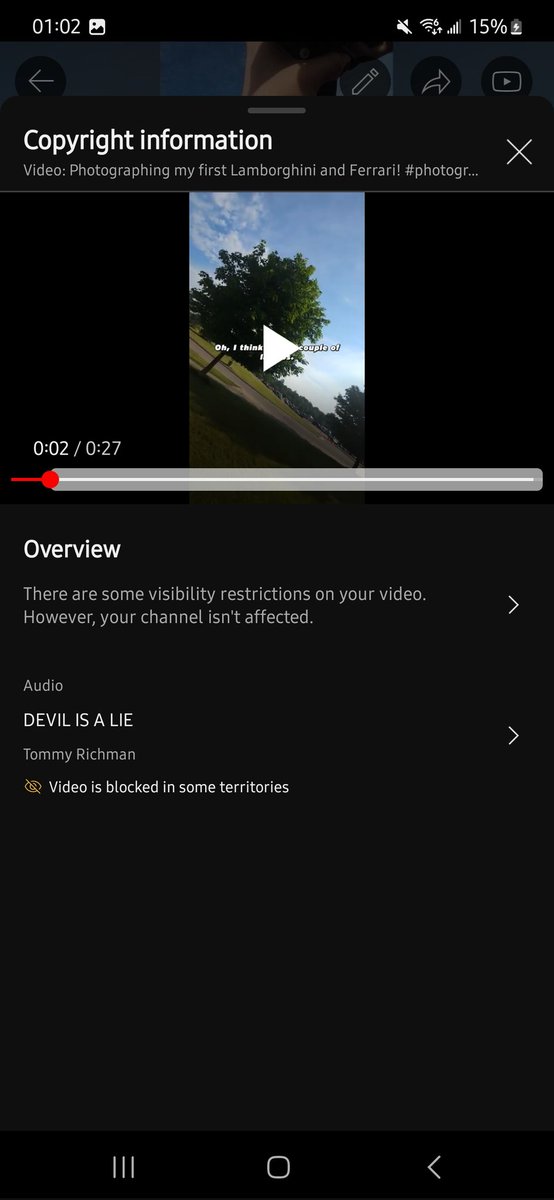 GhostlyRoyale's tweet photo. @YouTube I'm confused on how I got copyrighted for music in the music selection that I'm given by the app itself. This is the first time it's happened that I've noticed,  I'm curious if I just need to ignore the music tab as a whole if it's going to have the possibility like this https://t.co/sUSfW7Occ0