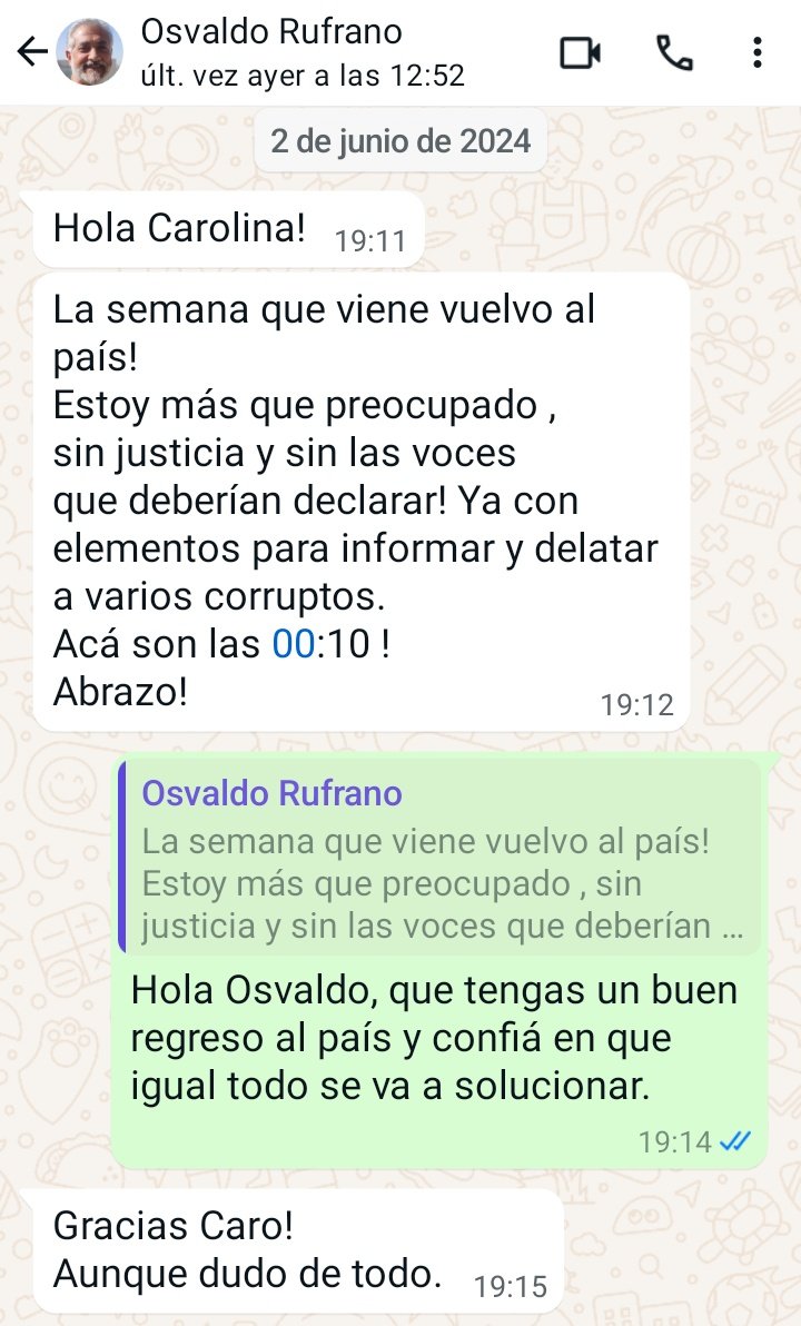 carolina_moine's tweet photo. Leo este mensaje y no puedo dejar de sentir una enorme tristeza.

Es injusto. Basta de que sigan muriendo los argentinos honestos para que los que no mueran no mueran nunca sean los de la mafia de la política protegidos por impostores infiltrados disfrazados de republicanos.

Osvaldo Rofrano era una buena persona que le dio mucho a nuestro país y que murió por la Argentina con la que todos los argentinos de bien soñamos.

#ElQueCallaEsComplice
#MafiaORepublica