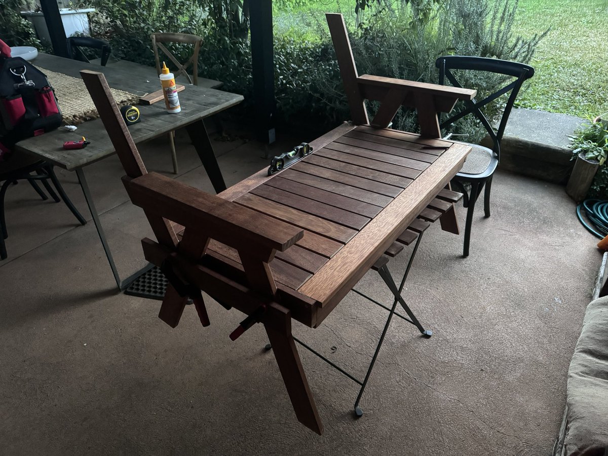 jasegooding's tweet photo. (Sorry mum for using your outdoor dining table as a workbench) https://t.co/bj78Z7tn31