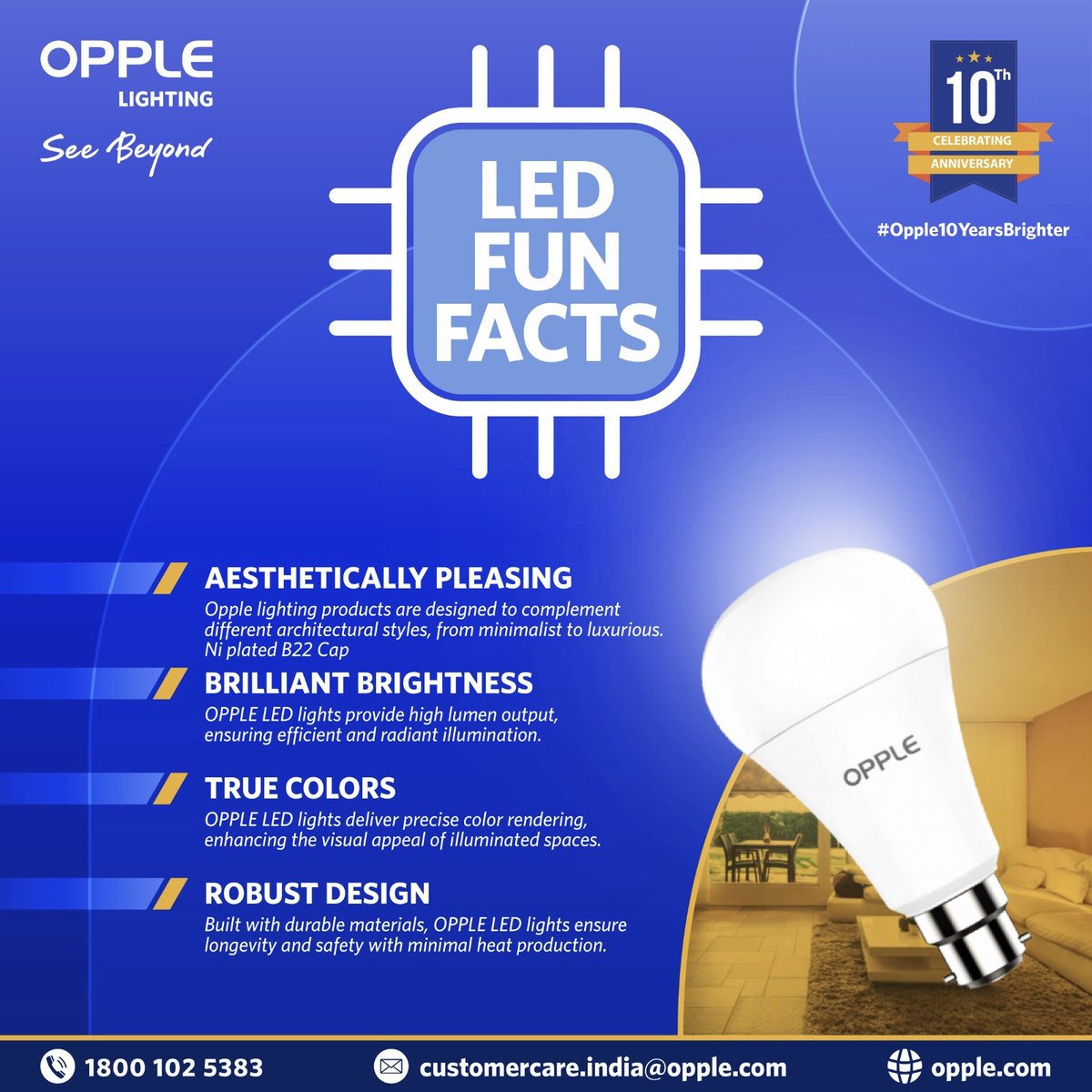 Oppleindia's tweet photo. Brighten up your life with Opple Lighting! ๐กOur LED lights are flicker-free, offer high lumen output, true color rendition, and are built to last. Perfect for every space! ๐
#OppleLighting #LEDFacts #FlickerFree #HighLumen #TrueColor #DurableLighting #LongLasting #EcoFriendly https://t.co/jGt9YCAHnS