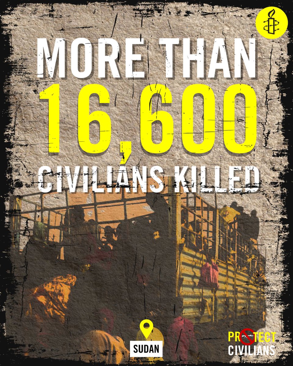 AmnestyNow's tweet photo. 📣 A relentless flow of weapons is fuelling Sudan’s conflict and worsening the humanitarian crisis. 

Civilians must be protected. Demand an expanded UN arms embargo to stop the deadly flow of weapons into Sudan.

🔗 Sign the petition now: https://t.co/1rUIzurNlp https://t.co/UVbGDUoeJa