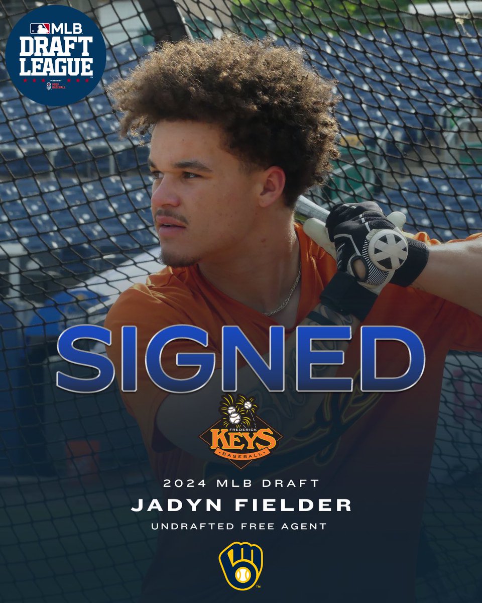 mlbdraftleague's tweet photo. Jadyn Fielder ➡️ #ThisIsMyCrew   

The @Brewers have signed INF Jadyn Fielder (@FrederickKeys ‘24) as an undrafted free agent! https://t.co/ecLDe91e1V