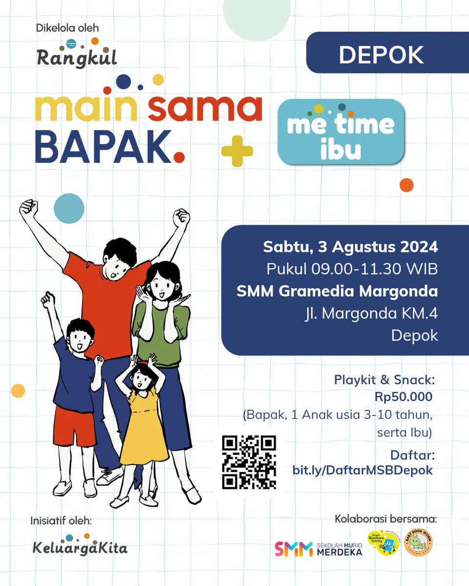 oistibani's tweet photo. Depoookkkk~ ayo kita belajar dan bermain bareng-bareng! Perdana MainSamaBapak X MeTimeIbu diselenggarakan di Depok~ Ayo bangun hubungan yang lekat dan aman sama sama 💕 https://t.co/yVhSfCXola