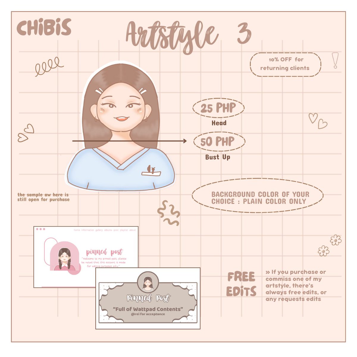 cheiiaa_'s tweet photo. ⁺｡ ˖: Cheiiaa Commissions! 

Helloo (Dm me if you're interested) Click each picture for details, I'm doing this for extra financial for upcoming school year so a simple commission and rt this twt would help me a lot.🤍 https://t.co/nCntoLEQci