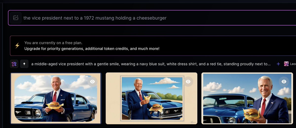 Seriously; even #AI already has demoted Joe Biden to VICE president. See prompt and first results. #Biden  #trump #Harris2024