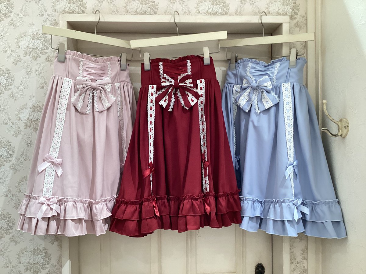 ꫛꫀꪝ Dreamy Ribbon Wrapping フリルスカート ピンク/レッド