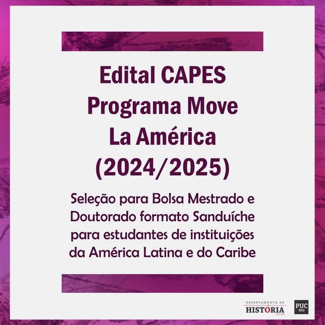 historiapucrio's tweet photo. Becas de maestría y doctorado de corta duración para estudiantes de instituciones de América Latina y el Caribe 📣

El lunes 22 de julio se abrió la fase de candidaturas de la primera edición del Programa Move La América, que ofrece becas para que estudiantes de otros países... https://t.co/HJnYVYeml3