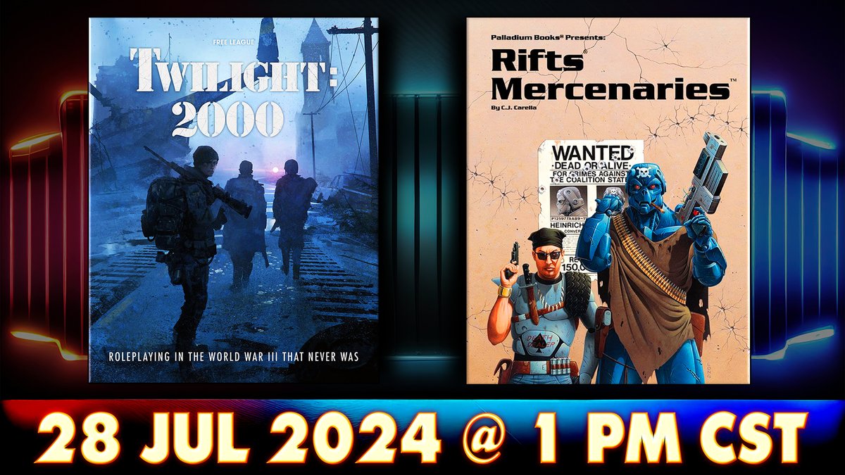legionofmyth's tweet photo. Donโt miss out on our ๐ฒ RPG Die Gest ๐ livestream! Dive into Twilight 2000 (4E) and uncover the latest in Rifts Mercenaries, from elite groups to new firepower. Tune in Sunday, 28 July at 1:00 p.m. CST! ๐
๐ฅ
#Twilight2000 #RiftsRPG #TabletopGaming
https://t.co/x6AgSUmm7K https://t.co/IIKhSN85Dd