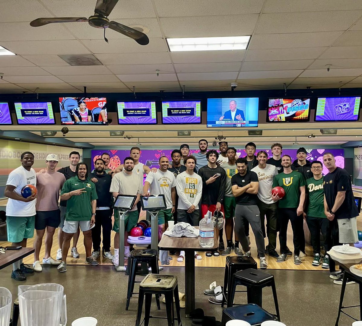 Strikes &amp; Spares 🎳

Summertime team building at Presidio Bowl

#USFDons | #WCChoops