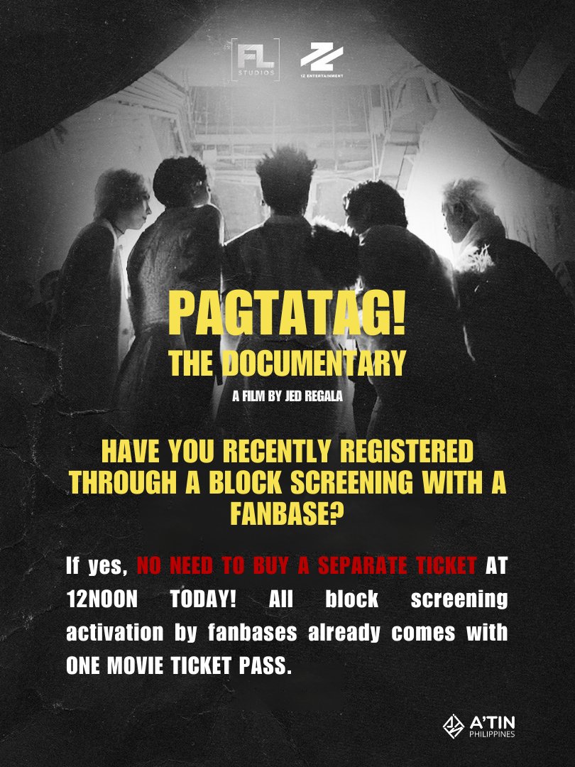 SB19_ATINph's tweet photo. Eyes here, A'TIN! ✨

Make sure to read all the details when you register for a block screening. Note that "YOU DON'T NEED TO BUY A SEPARATE TICKET TODAY WHEN YOU ALREADY REGISTERED ON A BLOCK SCREENING BY A FANBASE."

See you soon, A'TIN! 😶‍🌫️

#SB19 @SB19Official https://t.co/CR4IAzptxj