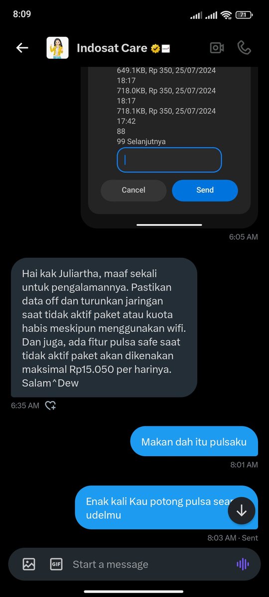 aneaneway's tweet photo. @IndosatCare kebijakan macam apa ini, dari dulu Hidup karena pootng pulsa nih perusahan @ https://t.co/NprlcAvEkw