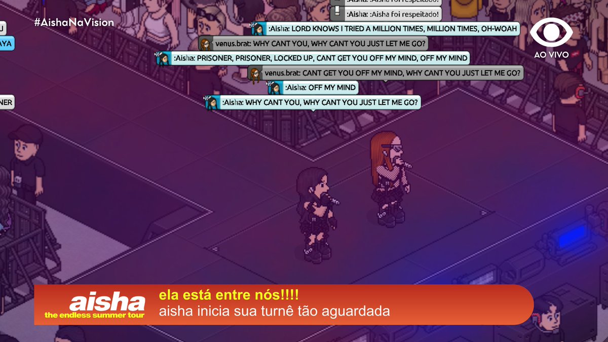 VisionHBT's tweet photo. The Endless Summer Tour ☀🎤
Transmissão — Ao vivo
@aishahabbo recebe @venus6969696969 no palco a The Endless Summer Tour!
#Habblet #Habbo #Hubbe