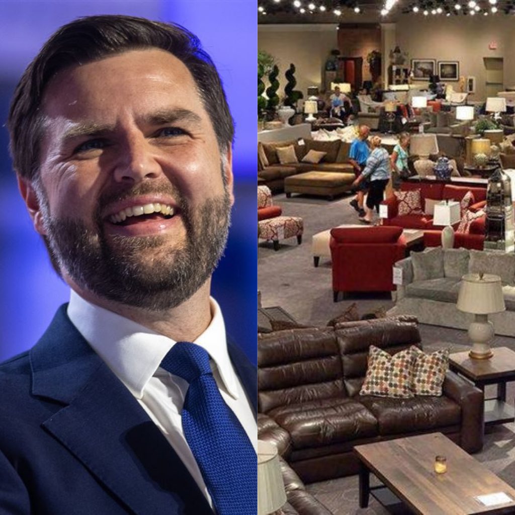 RadioFreeHou's tweet photo. JD Vance Offers Mattress Mack $1,000,000 For One Night Alone inside Gallery Furniture https://t.co/WxWWNK8jXl