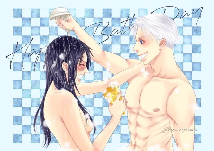 今日は「風呂の日」&amp;「夏風呂の日」だって。だいぶ前に描いた絵。#五歌 