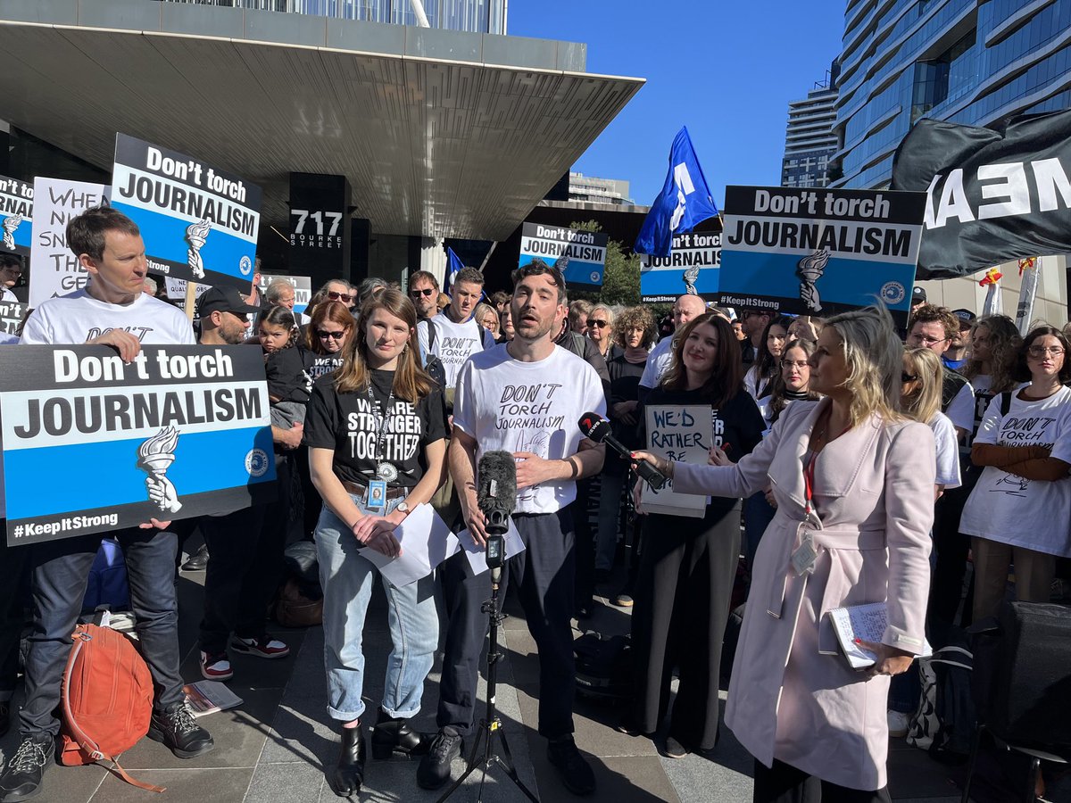 #MEAAmedia members at <a href="/theage/">The Age</a> are now on strike! Come down and show your support at their Docklands building. #DontTorchJournalism