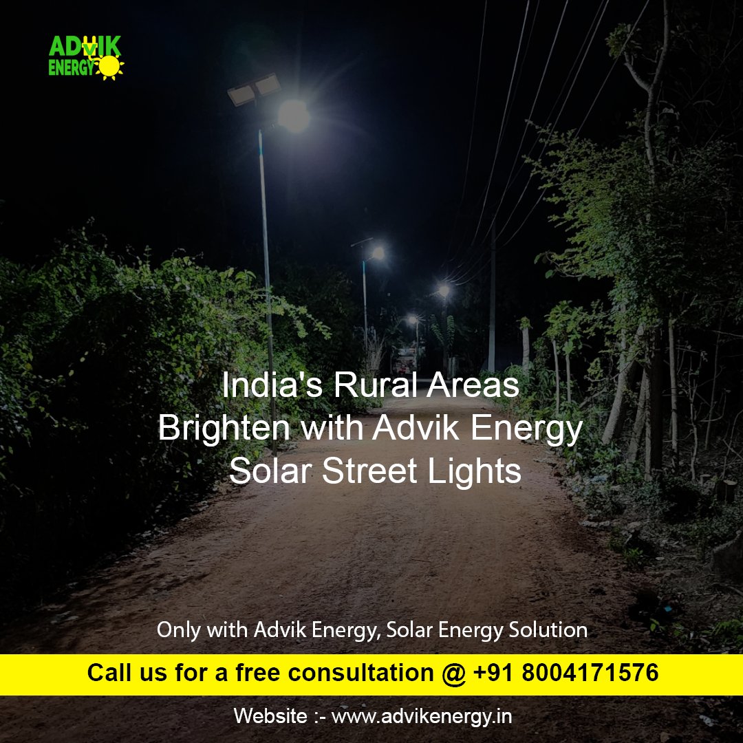 AdvikEnergy's tweet photo. Website: https://t.co/DswZwn4NjZ
Transforming India's rural landscapes, one street at a time! 🌟 Advik Energy's solar street lights are illuminating our villages, bringing safety and prosperity. #BrightIndia #advikenergy #RuralDevelopment #solarenergy #SolarStreetLight https://t.co/kgFKKbxA4X