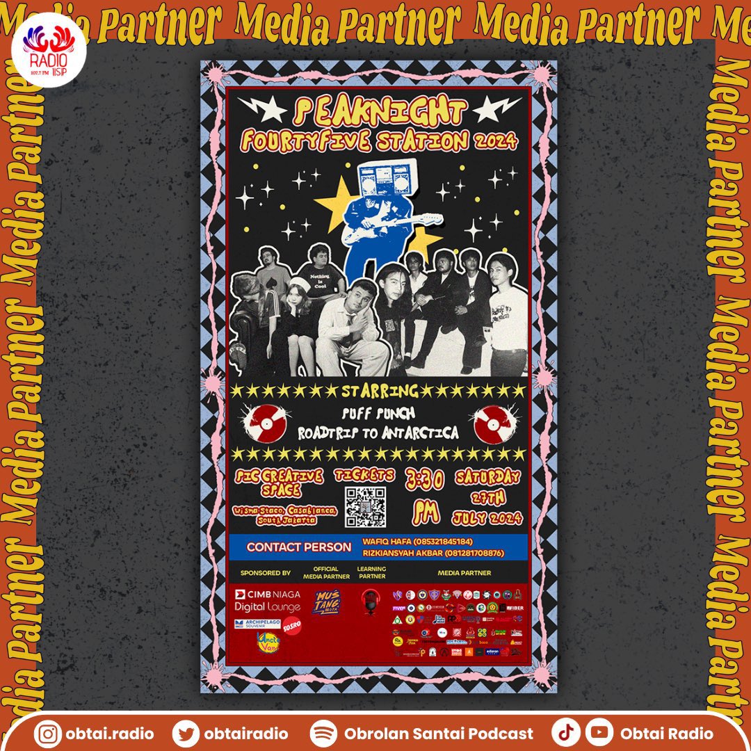 [PEAKNIGHT FOURTYFIVE STATION]

Are you excited for Peaknight Fourtyfive Station 2024?🤩

🗓️Saturday, 27th July 2024
📍Wisma Staco, Casablanca, South Jakarta
🖇️bit.ly/PEAKNIGHT2024R… 
💸IDR 49.000 
🗓️11th - 26th July 2024

Go to @fourtyfivestation on Instagram for more info💫