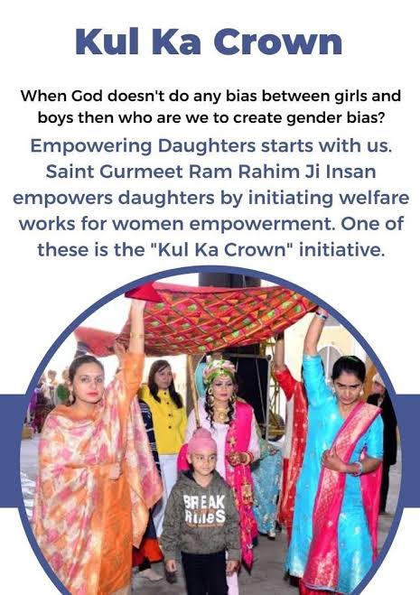 ThisIsMohit777's tweet photo. ‘Crown of the Lineage’ or ‘Kul Ka Crown’ initiative, which promotes matrilineal inheritance!
The groom relocates to the bride’s home after marriage, takes care of her parents like his own &amp; their offspring inherits the matrilineal surname!

#EmpoweringDaughters
Saint Dr MSG Insan https://t.co/g7ra00Itmc