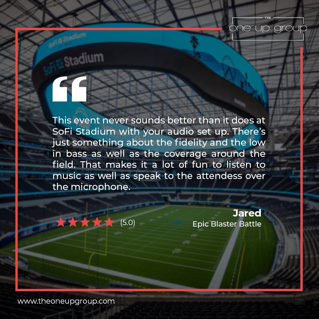 theoneupgroup's tweet photo. 🎉💯 So grateful to have received this epic testimonial from our client Jared for our event services at the Sofi Stadium! 🫡 Our team at @TheOneUpGroup works hard to make every epic event a success and we couldn't be happier with the results! 🙌
.
.
.
#dontblendin #clientsuccess https://t.co/pLUurAjtrQ