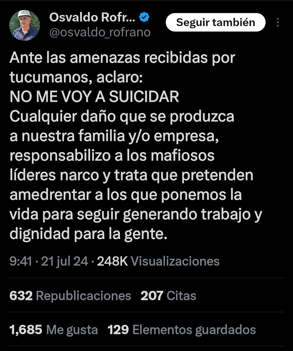 arielviano's tweet photo. 🚨 MATARON A @osvaldo_rofrano después de denunciar a la Mafia de Manzur .

💥URGENTE @PatoBullrich https://t.co/fMu7AagEnF