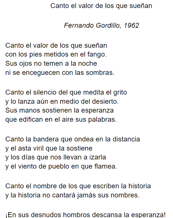 A temprana edad una enfermedad se llevó el cuerpo de Fernando Gordillo, pero su alma quedó entre nosotros en poemas como este.  #UnidosEnVictorias
