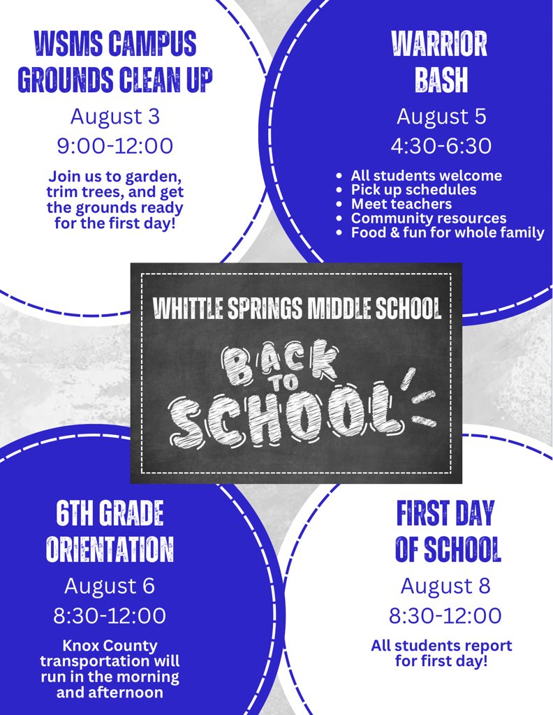 So many great opportunities for students and families to get ready for the upcoming school year! We’re excited to see our Warriors over the next few weeks. 💙🤍