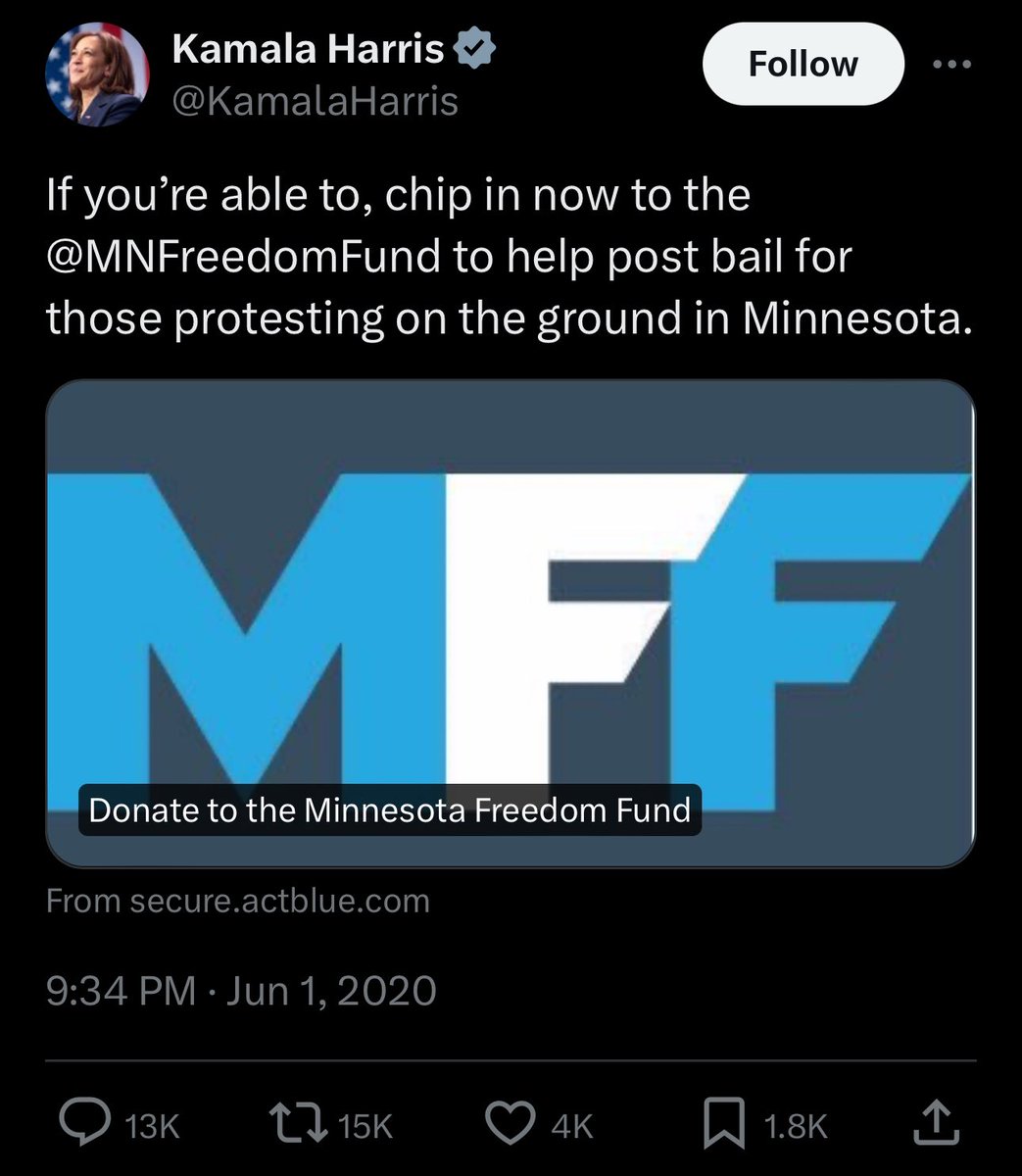 MrAndyNgo's tweet photo. Witnessing legacy media lie this boldly is disturbing.

Harris helped fundraised for violent riot suspects after Minneapolis was plagued by deadly leftist arson attacks and mass looting. A charred body was found in one of the businesses that was torched. 

One of men bailed out by the Freedom Fund later went on to murder.