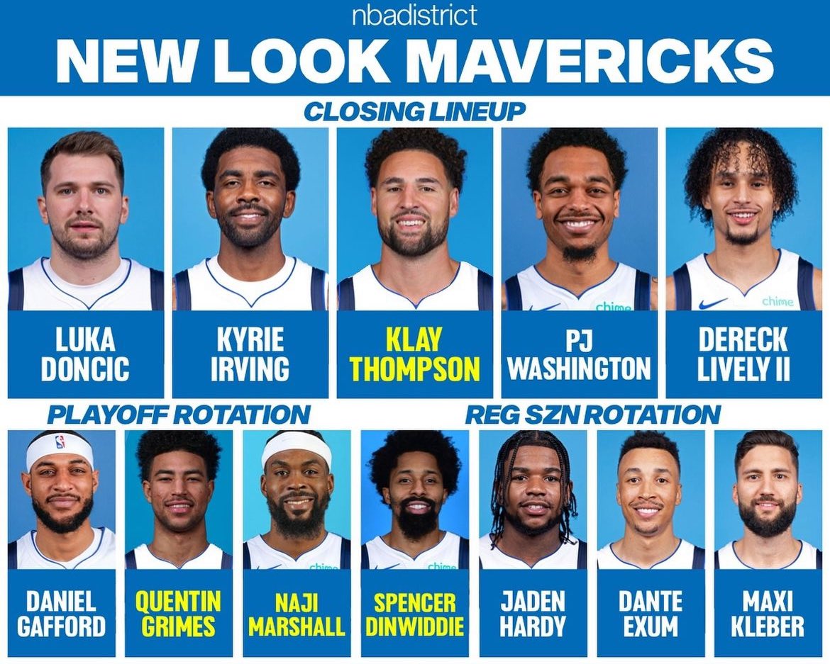 NationMffl's tweet photo. The new look Dallas Mavericks rotation 🤩 https://t.co/pH6vLmOLJt