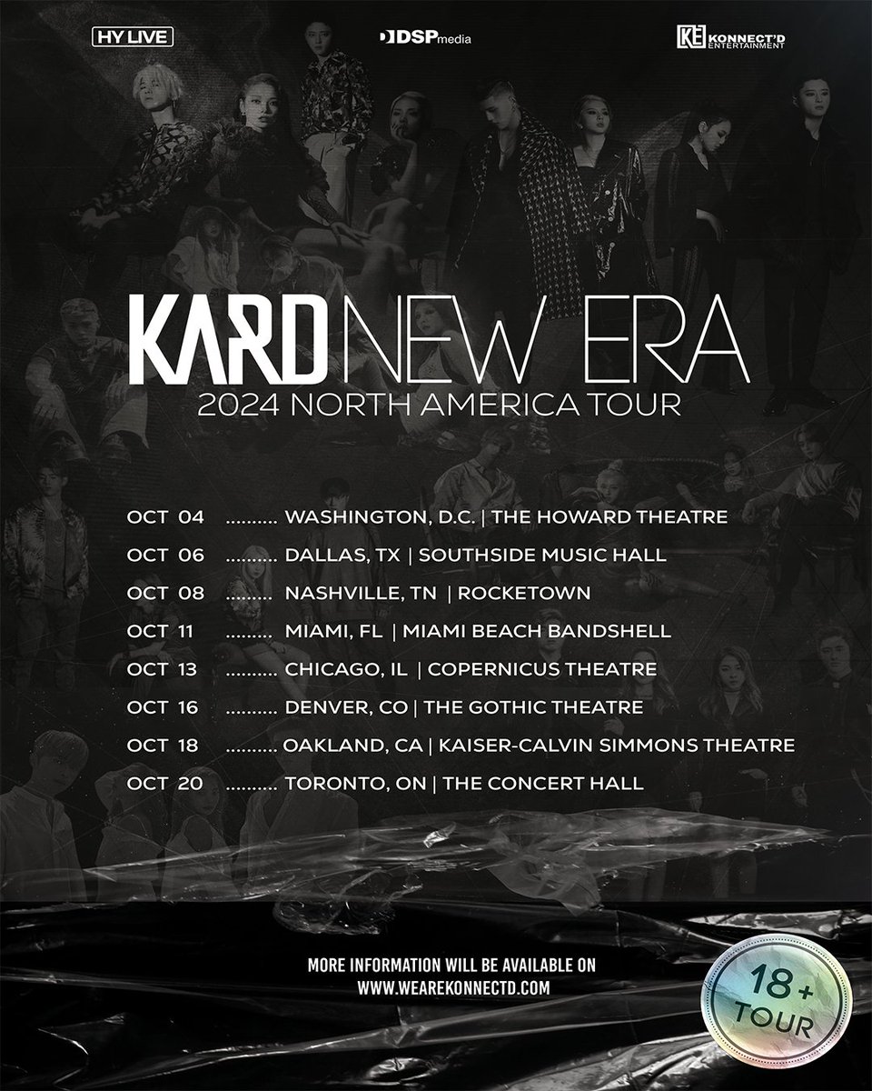 Time to Ring The Alarm! Have you heard about the KARD: NEW ERA 2024 North America Tour? TRUST ME when we say it will be a show you don't want to miss!    

Tickets will go on sale on July 31 at 4PM local time, get ready for a wild night.    

📅 10/04/2024 📍 Washington D.C | The