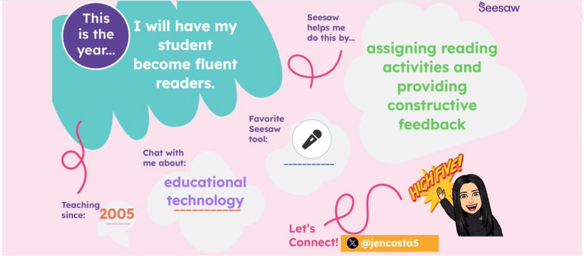 jencosta5's tweet photo. Excited to kick off the new school year with @Seesaw! 🎉📚 Can't wait to see my 2nd graders' creativity and learning shine with the amazing new tools! 🚀✨ #EdTech #SeesawAmbassador #ThisIsTheYear https://t.co/vTjpNkp2g4