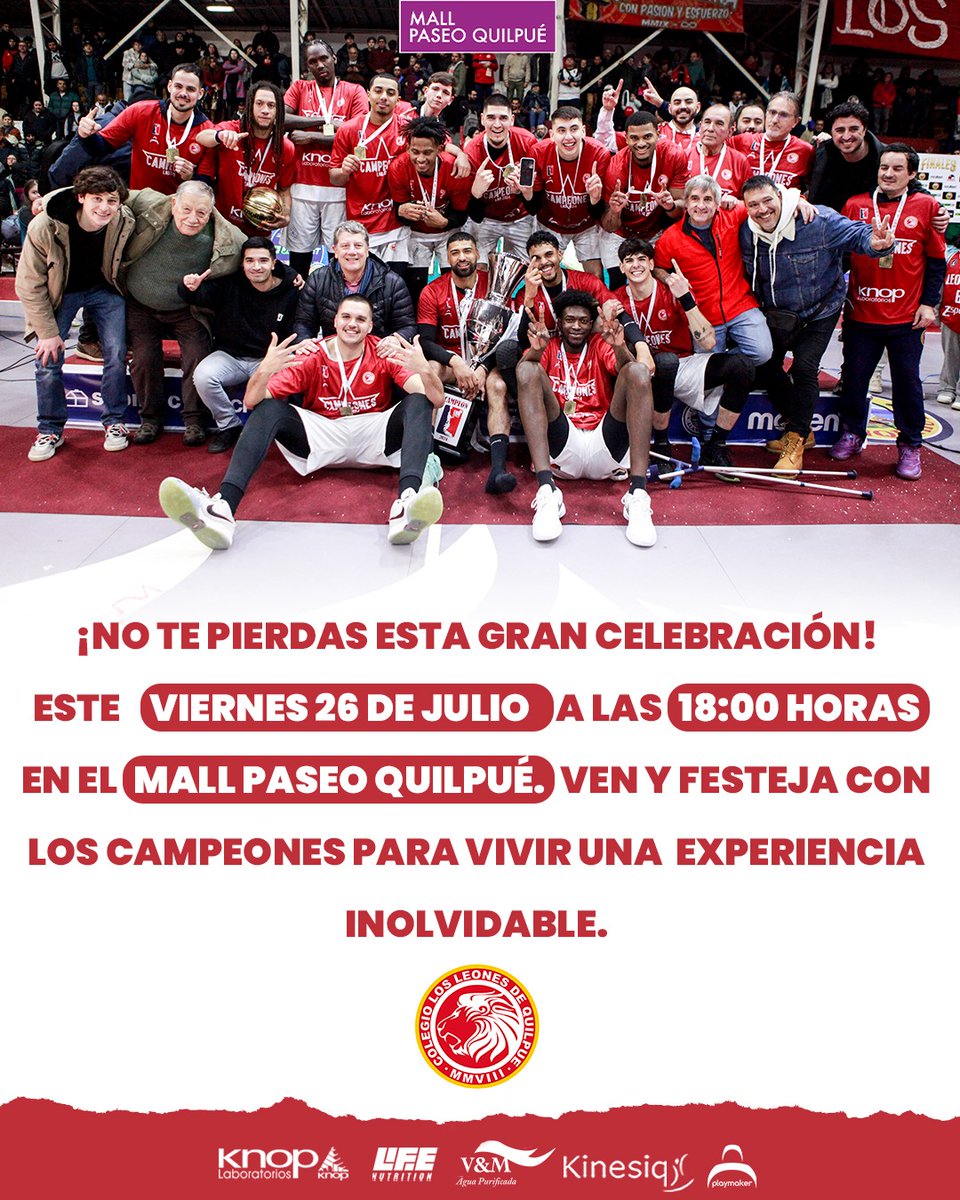¡MAÑANA ACÉRCATE A COMPARTIR CON LOS FELINOS! 

🦁🏀 Este viernes 26 de julio a las 18:00 horas, te esperamos en el cuarto piso del Mall Paseo Quilpué, en donde podrás compartir con el plantel campeón de la Liga Nacional de Básquetbol
