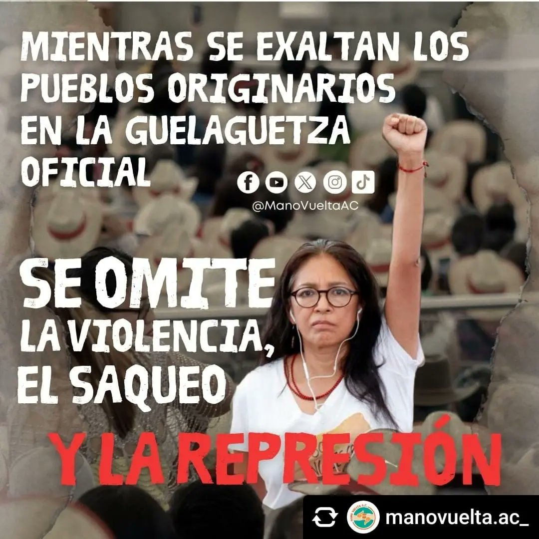 SMGrande24's tweet photo. 📢 ¿Quién vela por nuestros derechos? Ante un Estado asesino, no hay nada que celebrar❌ 
🛑Exigimos al Estado que cumpla con su responsabilidad de garantizar la seguridad y protección de l@s defensores del territorio y de todas las comunidades originarias. 🛑
#Guelaguetza2024 https://t.co/DUO4pz82XG