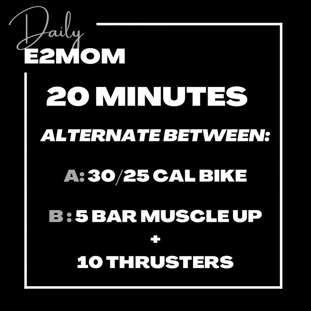 emomdaily's tweet photo. 🧗🏼‍♀️ Every 2 Minutes On the Minute For 20 Minutes 🧗🏼‍♂️

Alternate between..

A: 30/15 Calorie Bike

B: 5 Bar Muscle Ups + 10 Thrusters @ 42.5kg/35kg (95lbs/65lbs)

#emom #emomworkout #dadworkout #workout #squats #wod #crossfit #crossfitgirls #strength #crossfitgames #health #fitness https://t.co/2NgrcWllbv