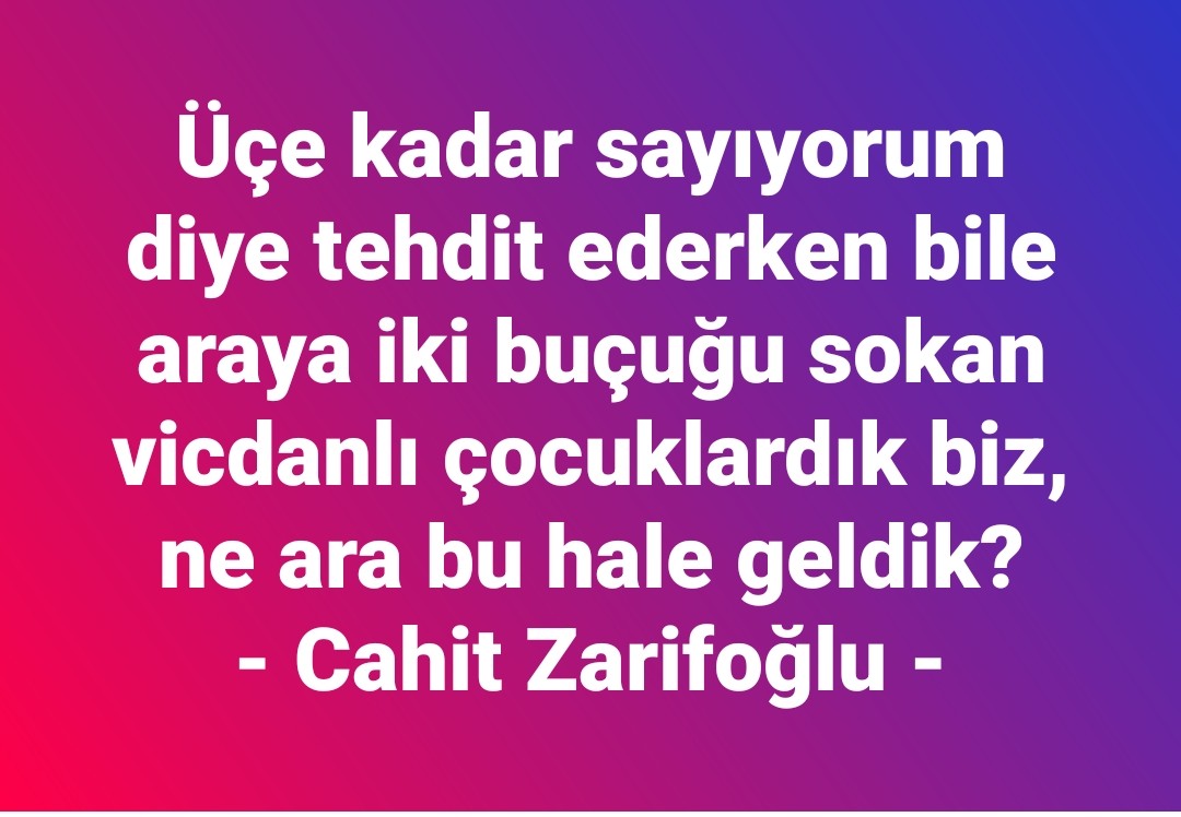 Merhamet ve sevginin ifadesi olan ANADOLU idik.. Ne oldu bize ki; şiddetin ve nefretin toplumu olduk.
Güven ve huzurun şehirleri nasıl oldu da korkunun mekanlarına dönüştü.. Halbuki;