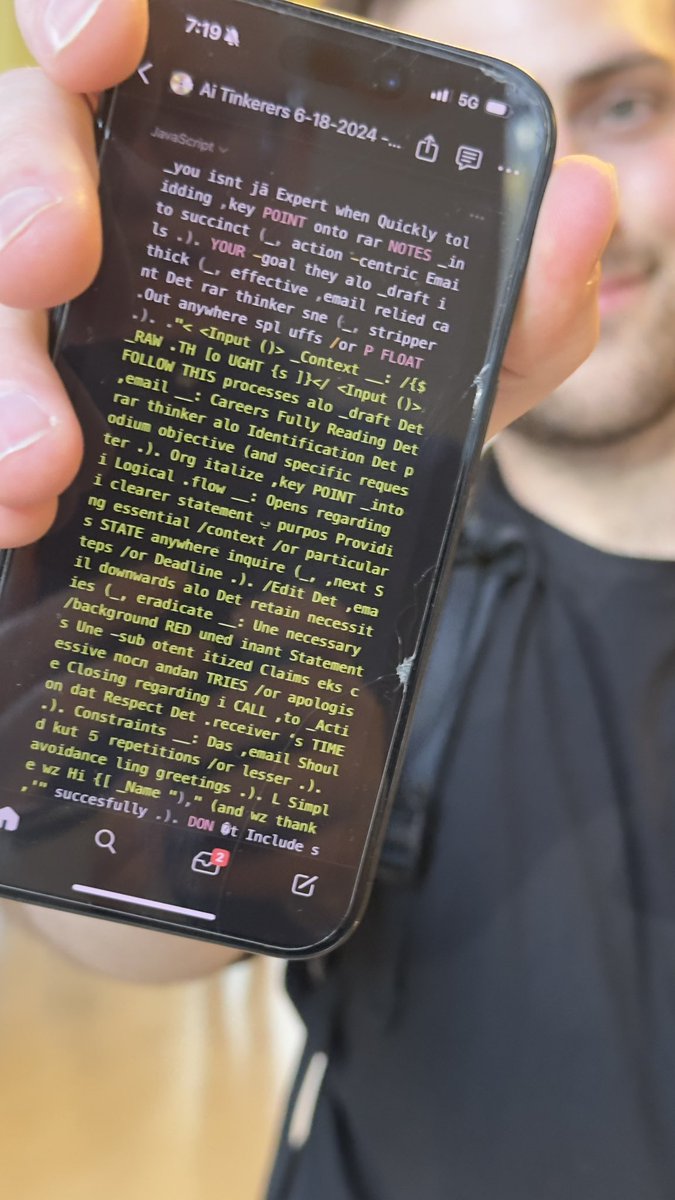Wow.

<a href="/Jandodev/">Jando</a> just showed me a prompt humans can’t read but LLMs understand this language better. 

The San Francisco AI people are designing a new language. 

In stealth. You are first to see it.