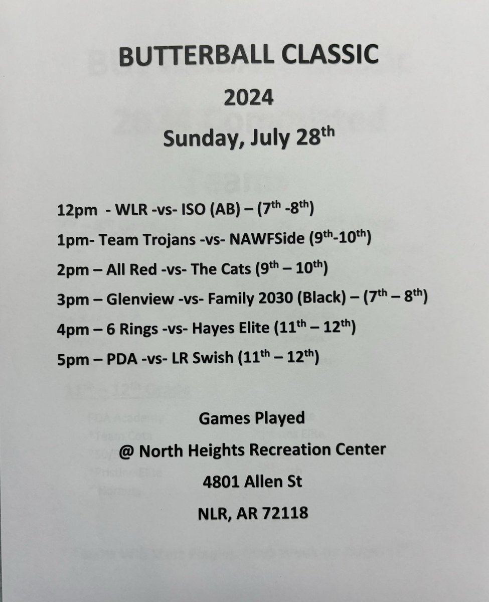 Here’s the times of the games this Sunday.