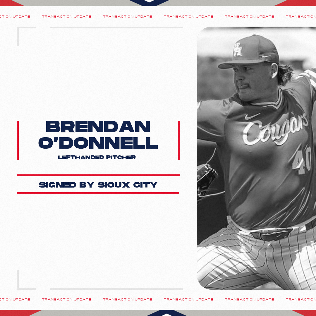 AA_Baseball's tweet photo. July 25 Transaction: @SiouxCityXs signed LHP Brendan O'Donnell (@brendanod1217).

O'Donnell joins the Explorers after pitching collegiately for @uhcougarbb.

https://t.co/15pkimVPha