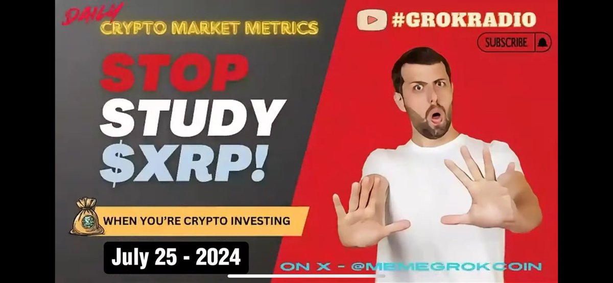 MemeGrokCoin's tweet photo. #XRP - Daily 2 Minute Market Overview - July 25, 2024 #XRPHolders

Daily XRP Token Price Analysis. Be INFORMED and WIN! (07-25-24) https://t.co/UYOGa2l9NC via @YouTube

Total Crypto Daily Market Overview Here - https://t.co/jPjVD0FhcT

Follow on X - Subscribe to YouTube!

1 Week Ago - https://t.co/5Fa0Gbdcom
4 Weeks Ago - https://t.co/x8ar2xCtr6

Top Youtube Channel for Market Updates
#XRPArmy #XRPCommunity