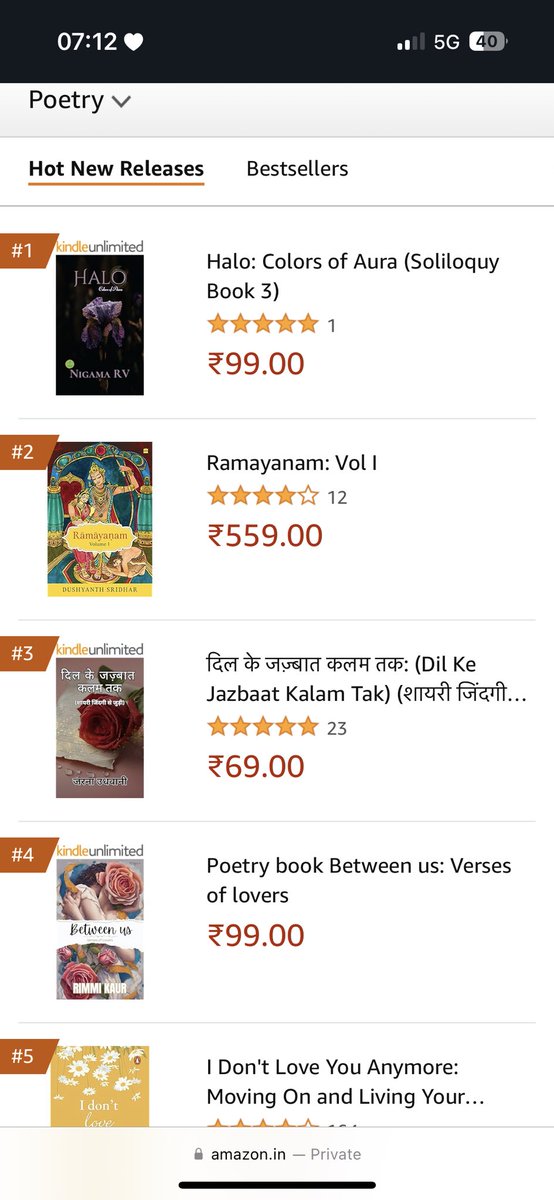 NigamaRv's tweet photo. Omg!! My #Halo is on #Bestseller list in four countries now!!!
#USA, #India, #UK and #Mexico 
I’m so psyched!!
I’m so blessed! Thanks guys for making this happen!! Love you all♥️🥰

#poetrycommunity #poetry #WritingCommunity #writing #MySoullessGhost #LivelyDevil https://t.co/WVXCS1WDNf