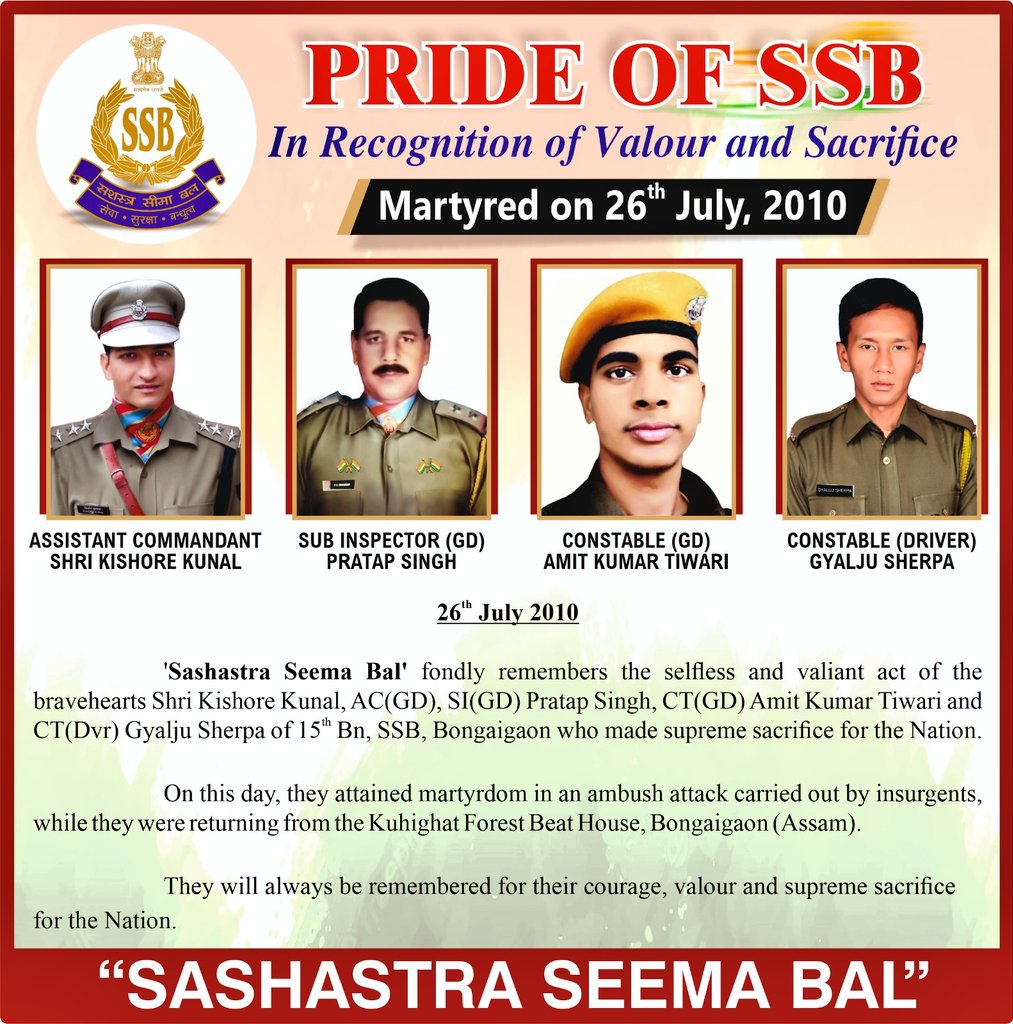 SSB_INDIA's tweet photo. #श्रद्धासुमन🌼 
Remembering those who gave all for nation🙏🏼
#PrideOfSSB
#वीरोंकावंदन
#BharatKeVeer
#LestWeForgetIndia
#SupremeSacrifice
#AllGaveSomeSomeGaveAll

@HMOIndia
@PIBHomeAffairs https://t.co/cK51OclB5Y