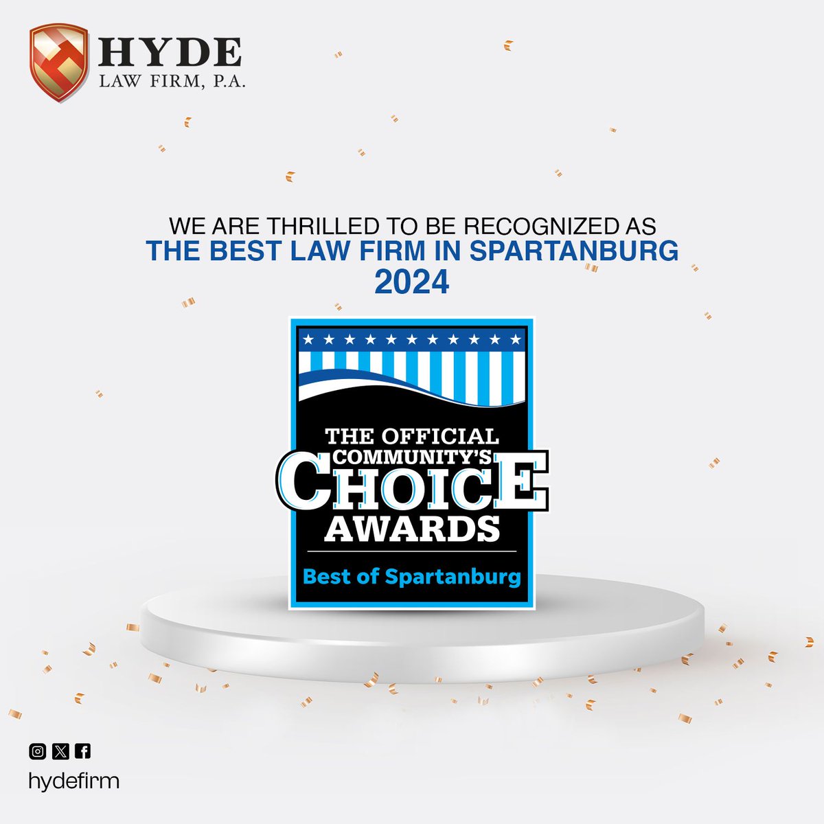 We are honored to be recognized as the "Best Law Firm" by the Spartanburg community. 

A big shout out to all the amazing people we serve, and a heartfelt thank you for the love and trust they place with our team.