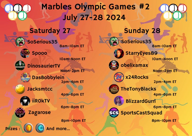 BlizzardGurrl_'s tweet photo. Full Marble Olympic Games schedule 🔥 https://t.co/RBbrkxDDxh