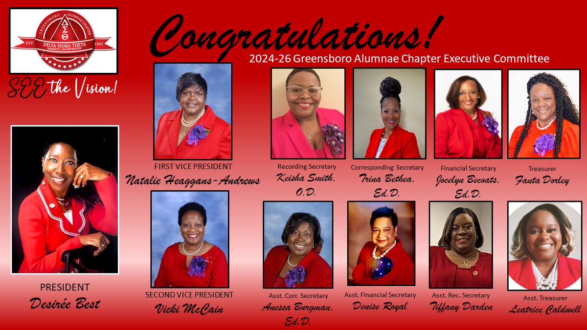 The members of the Greensboro Alumnae Chapter congratulate the re-elected and newly elected GAC leadership! Looking forward to an incredible chapter year!
#gacdst #sensationalsar #leadership
