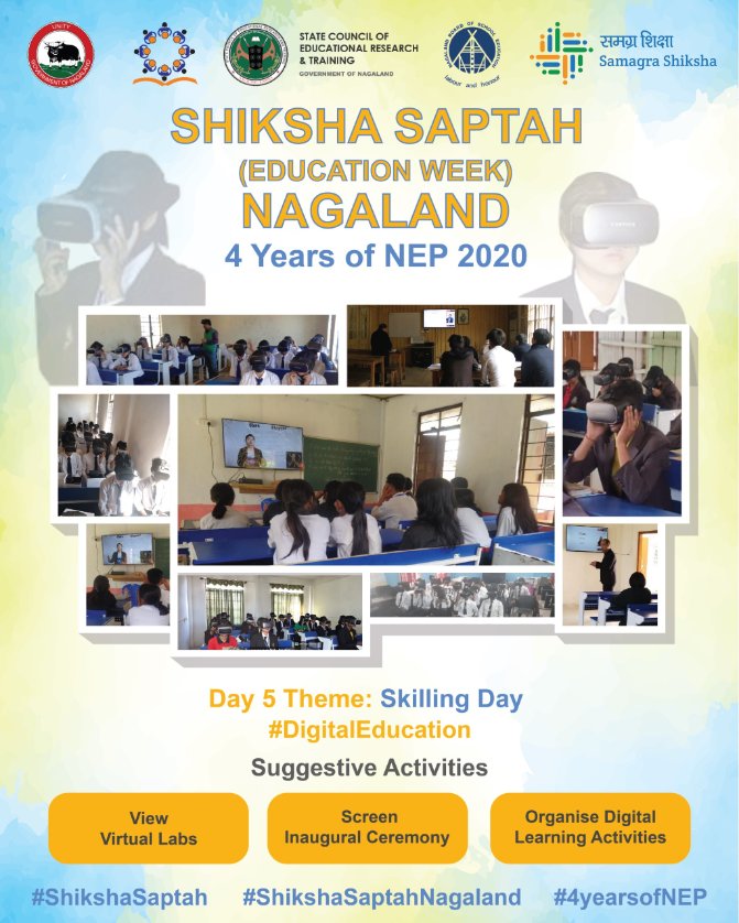 nectarnagaland's tweet image. Shiksha Saptah (Education Week)  

Day 5 Theme: Skilling Day  

#ShikshaSaptahNagaland #4yearsofNEP #ShikshaSaptah #NEP2020 #SamagraShiksha #PMSHRI #PMPOSHAN #SkillEducation #DigitalEducation @sanjayjavin @vipinkumarIAS @SamagraShiksha