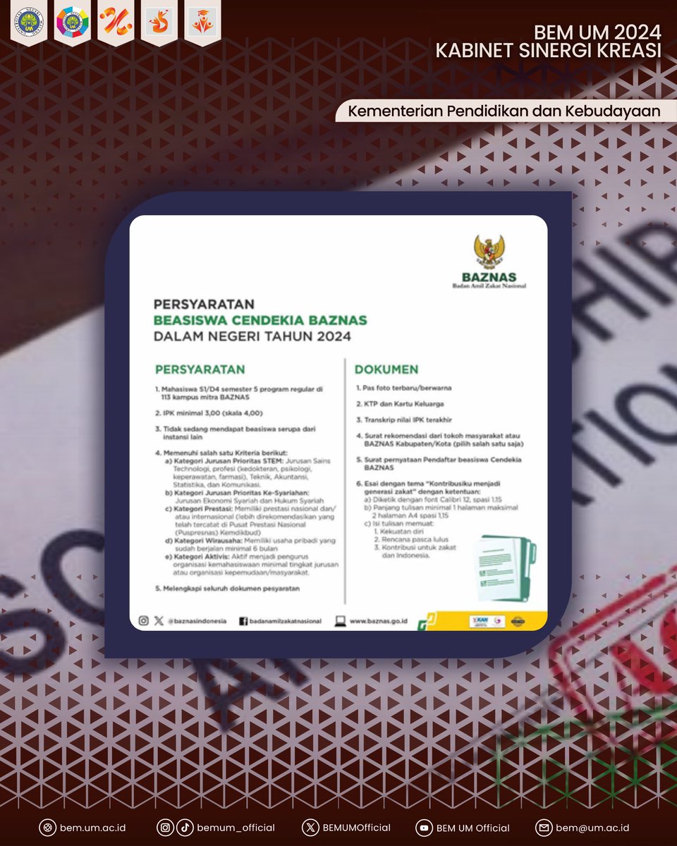 [BEASISWA CENDEKIA BAZNAS]

Apakah kamu siap menjadi pemimpin masa depan? Inilah kesempatanmu untuk meraih impian dan membawa perubahan nyata! Beasiswa CENDEKIA BAZNAS hadir untuk mendukung generasi muda yang penuh semangat dan berpotensi tinggi.