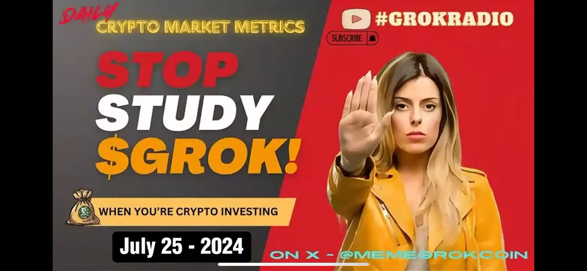MemeGrokCoin's tweet photo. #GROK - 2 Minute Daily - Grok Market Overview - July 25, 2024

Daily GROK Coin Price Analysis. Be INFORMED and WIN! (07-25-24) https://t.co/RuOvJofA8O via @YouTube

Total Crypto Daily Market Overview Here - https://t.co/jPjVD0FhcT

Follow on X - Subscribe to YouTube!

1 Week Ago - https://t.co/Sbfcq5kYku
4 Weeks Ago - https://t.co/Nj5uorSLzH

Memes in Video posted by @hadamard__ @messa_april

Top Youtube Channel for Market Updates
#ElonMusk #GrokAi #GROKRadio #GROKLife #GROKNation