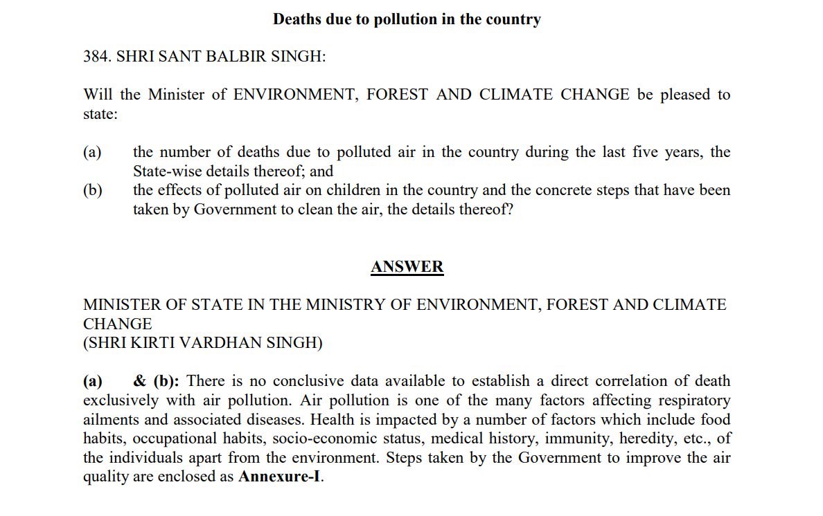 Warriormomsin's tweet photo. This is the face of denial⬇️

“There is no conclusive data available to establish a direct correlation of death exclusively with air pollution.” 

#BudgetSession2024 https://t.co/ZXCS6UqeVg
