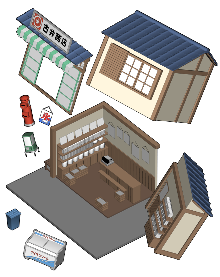 「レトロ商店 by 伊東三号棟  #CLIPSTUDIO ワンタッチ加筆なしで激エ」|伊東のイラスト
