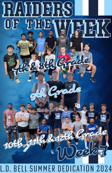 LDBellFootball's tweet photo. Lots of things to celebrate this week! Congratulations to our Week 7 #RaidersOfTheWeek ! #BELLieve https://t.co/eZYUIf4JzH